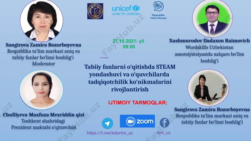 edrasi mudiri 3-yo‘nalish mamarajabov mirsalim nizomiy nomidagi tdpu informatika o‘qitish metodikasi kafedrasi mudiri abdullayev madiyor daniyar o‘g‘li toshkent viloyati yuqori chirchiq tumani 22-sonli umumiy o‘rta ta’lim maktabi geografiya fani o‘qituvchisi 27.10.2021 - yil 09:00 tabiiy fanlarni o‘qitish jarayonida o‘quvchilarda 21-asr ko‘nikmalarini rivojlantirish ijtimoiy tarmoqlar: https://t.me/edurtm_uz rtm_uz xasanova sevara giyosiddinovna respublika ta’lim markazi aniq va tabiiy fanlar bo‘limi metodisti moderator dilek erduran avcı mehmet akif ersoy university, education faculty, burdur/turkey 4-yo‘nalish ortiqov aziz ulug‘bekovich xalq ta'limi vazirligi huzuridagi respublika ta’lim markazi direktorining birinchi o‘rinbosari xasanova sevara giyosiddinovna respublika ta’lim markazi aniq va tabiiy fanlar bo‘limi metodisti image9.jpg image10.jpeg image11.jpeg image1.jpeg image2.png image3.jpeg image4.jpg image5.png image6.png image7.png image8.jpeg image14.jpeg image15.png image16.jpeg image12.jpg image13.png image19.jpeg image20.jpg image17.jpeg image18.jpg image23.jpg image24.png image21.jpg image22.jpg image27.png image28.png image25.jpg image26.jpg /docprops/thumbnail.jpeg