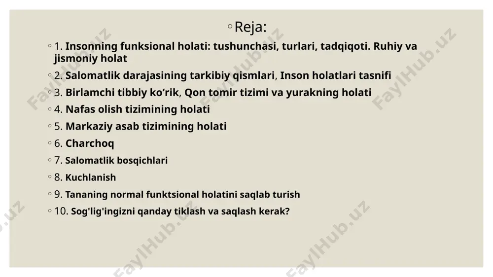 ga tegishli baholash mezonlari, ya'ni faoliyatning ishonchliligi va narxi qo'llanilgandagina mumkin. ulardan birinchisi insonning ma'lum darajadagi aniqlik, ishonchlilik va o'z vaqtida ishlash qobiliyatini tavsiflaydi. faoliyat bahosining ko'rsatkichi organizmning hayotiy kuchlarining kamayishi nuqtai nazaridan funktsional holatni tavsiflashga xizmat qiladi, bu pirovardida uning sog'lig'i darajasiga bevosita ta'sir qiladi. ushbu mezonlarga asoslanib, funktsional holat maqbul va qabul qilinishi mumkin emas deb ajratiladi. ushbu tasnif mehnat faoliyatini amalga oshirish imkoniyati bo'yicha tadqiqotlarda qo'llaniladi. bemorning funktsional holatini qaysi sinfga kiritishni shifokorlar muayyan holatga qarab aniqlaydilar. masalan, charchoq holati. bu samaradorlik ko'rsatkichlarining pasayishiga olib keladi, lekin uni qabul qilinishi mumkin emas deb hisoblash noto'g'ri. biroq, agar charchoq darajasi ma'lum bir me'yorning pastki chegaralaridan oshsa, unda bu holda funktsional holat taqiqlanadi. bu baho tasodifiy emas. insonning psixologik va jismoniy resurslarining haddan tashqari zo`riqishi uning jismoniy holatini yomonlashtiradi. kelajakda bunday charchoq turli kasalliklarning potentsial manbai hisoblanadi. shu asosda sog'lig'ining normal va patologik funktsional holati ajratiladi. ushbu ikki sinfning …