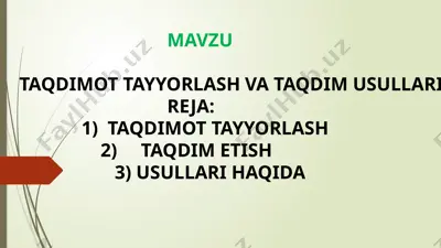 taqdimotlar va taqdim usullari — PPTX