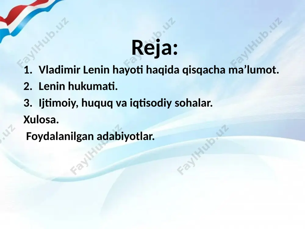 ishondi. 1917 yil fevral inqilobidan keyin hokimiyat ag'darilditsar va muvaqqat hukumatni o'rnatdi , u bolsheviklar yangi tuzumni ag'dargan oktyabr inqilobida etakchi rol o'ynash uchun rossiyaga qaytib keldi. leninning bolsheviklar hukumati dastlab hokimiyatni chap sotsialistik inqilobchilar , saylangan sovetlar va ko'p partiyali ta'sis majlisi bilan bo'lishdi, garchi 1918 yilga kelib u yangi kommunistik partiyada hokimiyatni markazlashtirgan bo'lsa ham. lenin ma'muriyati yerlarni dehqonlar va milliylashtirilgan banklar va yirik sanoat o'rtasida qayta taqsimladi. markaziy kuchlarga hududni berish to'g'risidagi shartnomani imzolash orqali birinchi jahon urushidan chiqdi va kommunistik internasional orqali jahon inqilobiga yordam berdi. bolalik: 1870-1887 uning bobo-buvilariga qaytadigan bo'lsak, rus , nemis , shved va ehtimol qalmiq va yahudiylarning ta'sirini aniqlash mumkin. uning otasi ilya nikolaevich ulyanov sobiq serflar oilasidan edi ; ilyaning otasining millati noma'lumligicha qolmoqda, ilyaning onasi anna alekseyevna smirnova esa yarim qalmiq va yarim rus edi. pastroq sinfga mansub bo'lishiga qaramay, ilya penza zodagonlar institutida dars berishdan oldin qozon universitetida …