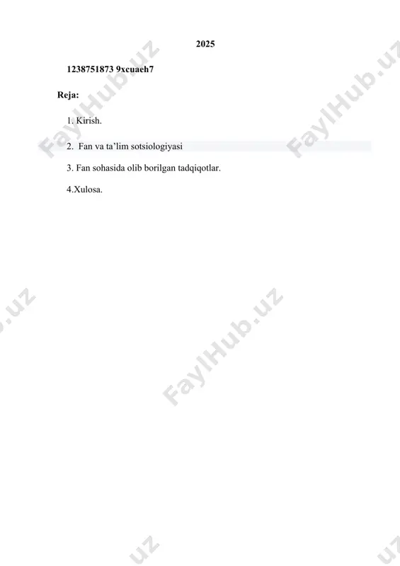 tomonidan ixtiro qilingan mashina, mexanizlar, ular tuzilishi, qurilishi, faoliyati qonunlarini o‘rganadi)ga bo‘linadi. fanlar yana 2 turga bo‘linadi. 1.fundamental fanlar (tabiat, jamiyat, inson va inson tafakkuri taraqqiyotning umumiy qonuniyatlarini nazariy jihatdan o‘rganuvchi fandir). 2. amaliy fanlar (ishlab chiqarish bilan bevosita bog‘liq bo‘lgan, erishilgan har bir natijasi ishlab chiqarishga bevosita tadbiq etilib boradigan fanlardir). fundamental fanlar amaliy fanlardan oldinroq harakatda bo‘lib. ularga nazariy imkon yaratadi. amaliy va fundamental fanlar borliqning turli sohalari qonuniyatlarini ishlab chiqarishga joriy etib, ixtimoiy- amaliy masalarni g‘al qilishga tadbiq etadi. o‘zbekiston respublikasi fa olimlari ko‘proq fundamental fanlar sohasida ilmiy izlanishlar olib borsalar, amaliy tadqiqot fanlari bilan esa ko‘proq respublika oliy o‘quv yurti ilmiy potensialiga ega bo‘lgan professor-o‘qituvchi olimlar shug‘ullanadilar. respublikadagi iqtidorli olimlarning kata qismi oliy o‘quv yurtlarida ishlaydilar. oliy maktab ilmiy bo‘limlarida respublika ilmiy potensialining 60 foizidan ko‘prog‘ini tashkil etadi. ular xalq xo‘jaligiga mutafassislar tayyorlash bilan birga ilmiy tadqiqot ishlari ham olib borishadi. “bizning fundamental fanlar bilan shug‘ulanadigan …
