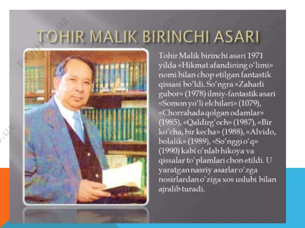 tanat’’asari asosida 1998 yilda kriminal detektiv teleserial olingan. namoyishdan so’ng uning televideni- yadagi namoyishiga ta’qiq qo’yilgan edi. erkin vohidov shoirning «qo‘shiqlarim sizga” (1962), «yurak va aql» (1963), «mening yulduzim» (1964), «nido» (1965), «lirika» (1965), «palatkada yozilgan doston» (1967), «yoshlik devoni» (1969), «charog‘bon» (1970), «dostonlar» (1973), «xrzirgi yoshlar” (1971), «muhabbat», «tirik sayyoralar» (1980) kabv she’riy guldastalari va dostonlari o‘z kitobxoniga manzur qolaversa, inson va jamiyat muammosi shoir she’riyatining bosh o‘zagini tashkil etadi. u xoh tabiat haqida, xoh muhabbat haqida, xoh paxta va paxtakor haqida, xoh xorijiy mavzuda bo‘ladimi hamma-hamma o‘rinda jamiyat taqdiri, inson kelajagi haqida o‘zining falsafiy mushohadalarini o‘rtaga qo‘yadi. shoir «inson» she’rida: sobitu sayyorada inson o‘zing, inson o‘zing mulki olam ichra bir hoqon o‘zing, sulton o‘zing,— degan xulosaga kelishi ham fikrimizning dalili desa bo‘ladi. erkin vohidov faqat ijtimoiy-ishqiy she’riyat yaratib qolmay, balki hajviy-yumoristik she’rlar muallifi hamdir. uning «manfaat falsafasi», «sen menga tegma», «majlis qiling», «donish qishloq latifalari» kabi she’rlarida ham …