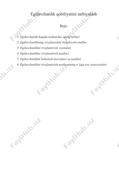 egiluvchanlik qobiliyatini tarbiyalash — DOCX