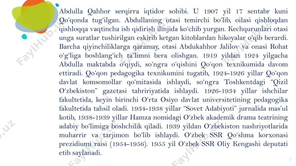 abdulla qahhor hayoti va ijodi - Page 5