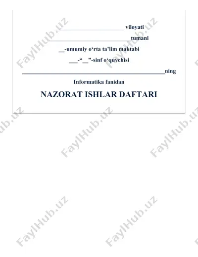nazorat ishi savollari toʻplami — DOCX