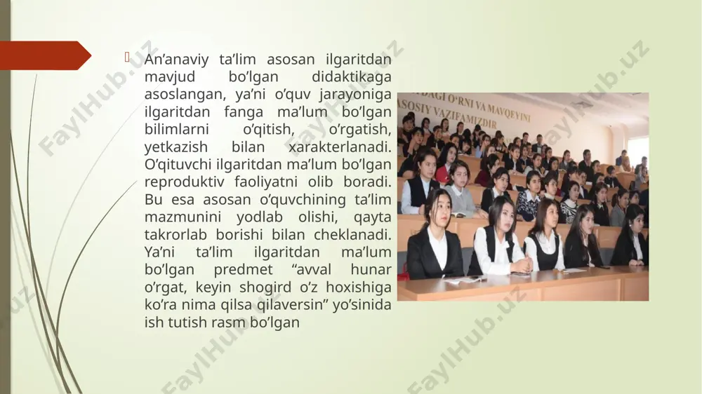 ayoni ijodkorlikka yo’naltirilsa, uning faolligi, yaratuvchanlik qobiliyati oshib boradi. ijodkorlik asosida ish yuritishda faqatgina ob’ektning o’zi bilan cheklanmay, ya’ni sub’ekt (bola)ning ijodkorligi, moyilligi, extiyojiga qarab, ish yuritilsa, ijobiy natijalar beradi (ijodkorlikka bolalikdan o’rgatish mumkin va zarur). umuman ulug’ kashfiyot namoyondalari fikrlash algoritmini yaxshi o’zlashtirganlar, chuqur, atroflicha bilimga ega bo’lganlar. ular asosan evristik metod va usullarni yaratganlar, shular asosida ijodkorlik namunalarini namoyon qilganlar. “creato” lotincha so’z bo’lib, yaratuvchanlik, ijodkorlik degan ma’noni bildiradi ijodkorlik va yaratuvchanlik metodlarini yaratishni, o’rganishni kreativ pedagogika deyiladi. agar ta’lim jarayoni o’quvchi faolligiga asoslangan muammoli, dasturlangan loyihalar asosida jadallashtirilgan holda kechsa, u holda kreativ yo’nalishga ega, o’quvchilarning faolligi tufayli u yangilik, ijodkorlik sari yetaklaydi. ijodkorlik va madaniyatlilik o’quv faoliyatida doimiy tizimli kechsa, u ijodkorlik sari boradi. shuning uchun ham o’quv jarayonidan tashqari vaqtda “texnik ijodkorlik asoslari” ilmiy izlanish yo’nalishidagi to’garaklar tashkil etilsa, o’quvchining loyihalash ijodkorligi oshadi. shuning uchun ham bolalarning bo’sh vaqtini mazmunli va maqsadli yo’naltirish, ularning kelgusida …