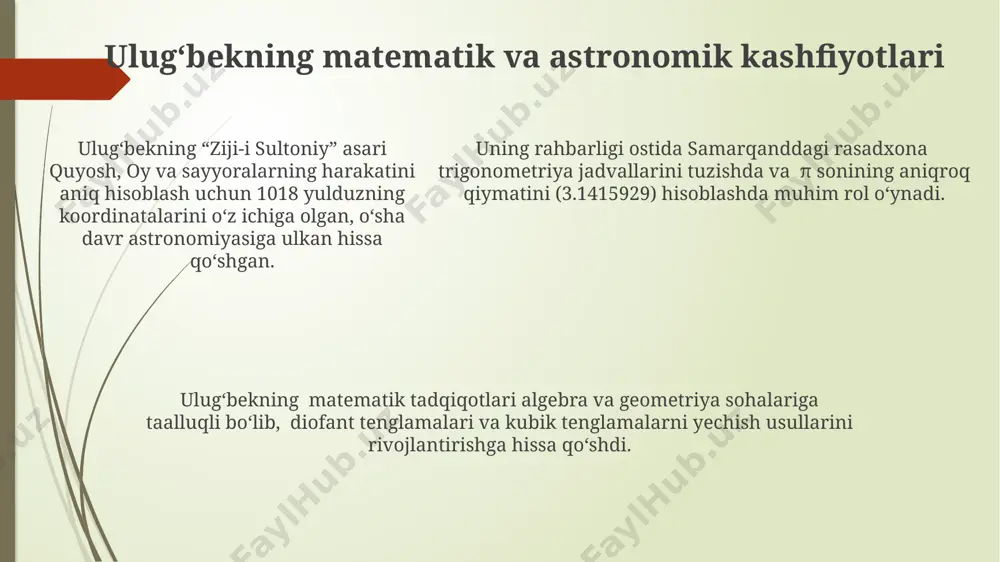 mirzo ulug'bek davlat arbobi va buyuk olim haqida taqdimot - Page 5
