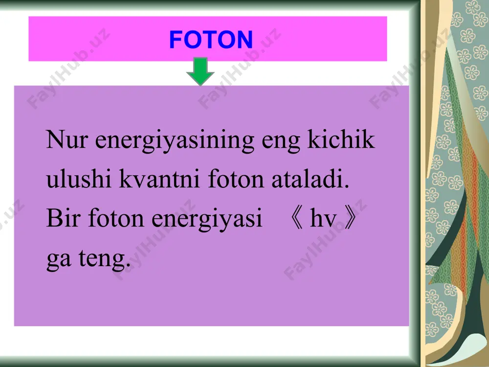 yorug’likning kvant nazariyasi h atom spektori - Page 5