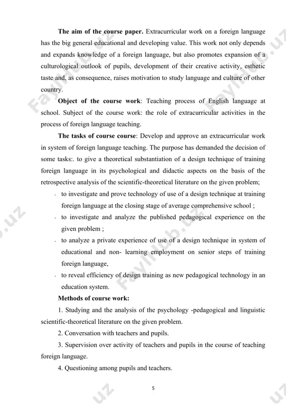 ound development of the person, profound mastering of knowledge. at this age the scientific outlook is formed, social activity increases, interest to problems of human mutual relations increases, hobbies become versatile, and the self-appraisal of the abilities decreases. the great value for young men gets dialogue with the contemporaries. dialogue for them - an integral part of their life, an information channel and an activity kind in which process there is a formation of individual style of behavior of pupils. it is necessary to pay attention that in the course of the organization extracurricular work on foreign language it is necessary to consider both psychological features of the person, and psychological features of collective: level of its development, degree of organizational, psychological, intellectual and emotional unity, an orientation of activity of collective on relations between its members, an emotional condition of a class during performance of problems on extracurricular work. …