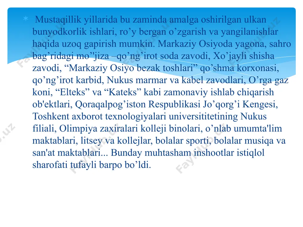 andi. bular o'zbek va qoraqalpoq xalqlari do'stligining ramziy belgilaridir. bular o'zbekiston va qoraqalpog'iston tarixidagi eng muhim voqealar, o'zbek va qoraqalpoq xalqlari o'rtasidagi do'stlik ramzidir. e’tiboringiz uchun rahmat /docprops/thumbnail.jpeg