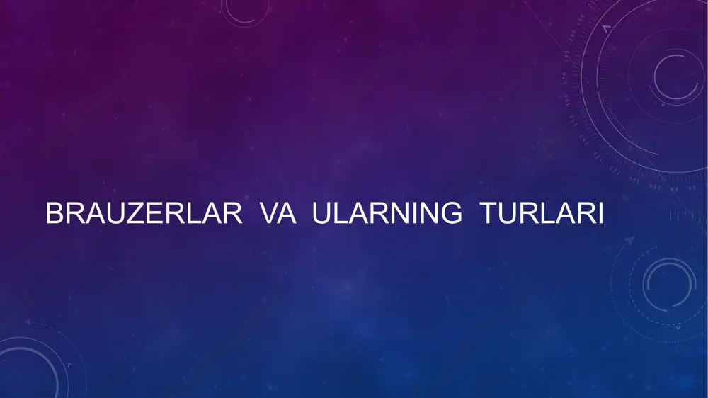 lash, fayl yuklash, plaginlar o‘rnatish va veb-ilovalarga kirish imkonini beradi. 4. xavfsizlikni ta'minlash: kriptografik texnologiyalar yordamida foydalanuvchi ma'lumotlarini himoya qiladi. brauzerlarning turlari va ularning xususiyatlari 1. desktop brauzerlari: google chrome: eng mashhur va tezkor brauzer. mozilla firefox: kengaytirish imkoniyati yuqori, ochiq kodli. microsoft edge: windows tizimiga moslashgan va samarali. safari: apple qurilmalari uchun optimallashtirilgan. 2. mobil brauzerlar: opera mini: trafikni tejashga qaratilgan. uc browser: tez yuklash va fayllarni boshqarish xususiyati bilan mashhur. samsung internet: android qurilmalari uchun maxsus. 3. maxsus brauzerlar: tor browser: maxfiylikni ta'minlash uchun ishlatiladi. brave: reklama bloklash va tezkor ishlashi bilan ajralib turadi. brauzerlarning afzalliklari 1. qulay foydalanish: intuitiv interfeys va tezkor kirish imkoniyati. 2. tezlik: ko‘pgina brauzerlar optimallashtirilgan yuklash vaqti bilan tez ishlaydi (masalan, chrome, brave). 3. platforma moslashuvchanligi: ko‘p brauzerlar bir nechta platformada ishlaydi (desktop, mobil, planshet). 4. plaginlar va kengaytmalar: ko‘plab foydali vositalar qo‘shish imkoniyati (reklama bloklash, pdf konvertatsiya va boshqalar). 5. xavfsizlik: https …
