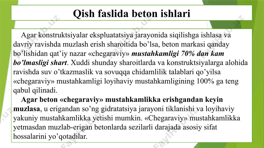 gidrotexnik betonga qish faslida o‘tkaziladigan qarov xususiyatlari - Page 4