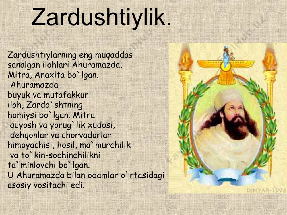 t bo‘lib, asarning yettidan bir qismidir. u yasna, vispered, vendidad, gatlar va yashtlar nomi b-n yuritiladigan kitoblarni o‘z ichiga oladi. xulosa sifatida aytish mumkinki, zardushtiylik nafaqat jamiyatda sog'lom turmush tarzini qaror toptirishga, balki sharq davlatlarida axloqiy qadriyatlarni keng yoyishga xizmat qilgan. odamlarning ma'naviy qadriyatlarga amal qilib yashashlari, jannat va do'zax, qiyomat, odamning qayta tirilishi va ilohiy davlatning yaratilishi singari g'oyalari keyinchalik xristianlik va islom dini ta'limotlarining ishlab chiqilishida muhim manba vazifasini o'tagan.