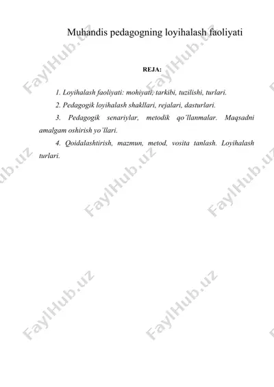 muhandis pеdagogning loyihalash faoliyati — DOC