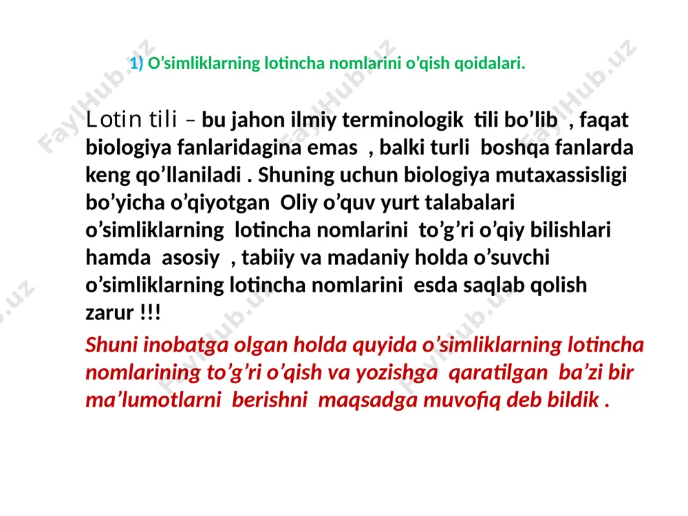 ki ochiqurug’li magnoliophyta yoki angyeospermaye – magnoliyatoifa yoki yopiqurug’li bryophyta - yo’sintoifa marchantiopsida – jigarsimon yo’sinlar anthocerotopsida – antotseratasimon bryopsida- poya-bargli yo’sinlar marchantiidae- marshantsiyakabi bu sinifga bitta oila kiritilgan anthocerotacea – antotseratdoshlar sphagnidae- sfagnumkabilar andreaidae- andreyakabilar jungermanniidae- yungermaniyakabilar bryidae- yashil yo’sinkabilar polypodiophyta -qirqquloqtoifa aneurophytopsida – anevrofitsimonlar archaeopteridopsida- arxeopterissimonlar cladoxylopsida – kladoksilonsimonlar zigopteridopsida - zigopteridopsida ophioglossopsida – ilontilsimonlar marattiopsida –marattiyasimonlar polypodiopsida - polipodiumsimonlar 11 bryophyta – yo’sintoifa equisetophyta- qirqbo’g’imtoifa equisetopsida- qirqbo’g’imsimon equisetales –qirqbo’g’imtoifa equisetaceae- qirqbo’g’imdosh equisetum – qirqbo’g’im equisetum arvense – dala qirqbo’g’imi equisetum ramosissimum – shoxlangan qirqbo’g’im bryopsida - poya bargli yo’sinsimolar bryidae - yashil yo’sinkabilar polytrichales – kakku zig’irnamolar polytrichaceae-kakku zig’irdoshlar polytrichum –kakku zig’iri p.commune- oddiy kakku zig’iri pinophyta yoki gymnospermae –qarag’aytoifa yoki ochiqurug’li lyginopteridopsida – urug’li qirqquloqsimonlar cycadopsida - sagovniksimonlar bennetittopsida – bennettitsimonlar gnetopsida – gnetumsimonlar ginkgoopsida - ginkgosimonlar pinopsida- qarag’aysimonlar pinophyta – qarag’aytoifa pinopsida – qarag’aysimon pinidae -qarag’aykabi pinales – qarag’aynamo pinaceae – qarag’aydosh pinus – qarag’ay …