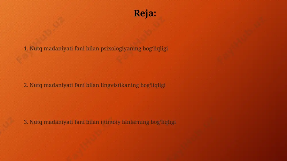 beradi. nutq madaniyati fani va pedagogikaning bog'lanishi pedagogika nutq madaniyati fanining nazariy asoslarini, masalan, nutq rivojlanishining 3 bosqichi (bolalik, o‘smirlik, voyaga yetganlik) va ularga mos ta’lim uslublarini amaliyotga tatbiq etishda qo‘llaydi. nutq madaniyati fani pedagogikada o‘qitish metodlari, 5 ta asosiy kommunikativ ko‘nikmalarni shakllantirish (tinglash, gapirish, o‘qish, yozish va fikrlash) hamda shaxsning nutq kompetensiyasini rivojlantirish bilan chambarchas bog‘liq. nutq madaniyati fani va fiziologiyaning o'zaro ta'siri tilning fiziologik tuzilishi va nutq apparatining harakatlari nutqning aniqligi va tushunarliligiga bevosita ta'sir ko'rsatadi; masalan, til mushaklarining kuchliligi 50% ga kamayganda artikulyatsiya qiyinlashadi. fiziologik omillar, jumladan, stress va charchoq, nutqning sifati va tezligiga (so'zda sekundiga 120-180 ta so'z) sezilarli ta'sir ko'rsatishi mumkin, bu esa nutq madaniyatini o'rganishda muhim ahamiyat kasb etadi. nutq madaniyati fani va informatikaning aloqasi kompyuter lingvistikasi sohasi, nutqni tahlil qilish algoritmlarini (masalan, sentiment tahlili) ishlab chiqish orqali nutq madaniyatiga katta hissa qoʻshadi. sunʼiy intellekt texnologiyalari, jumladan, mashina tarjimasi, nutqni avtomatik ravishda tan olish …