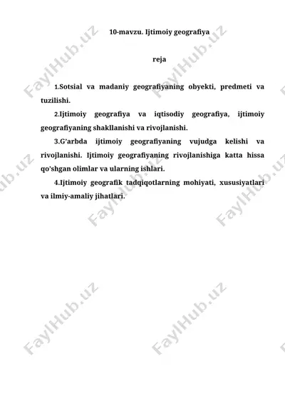 ijtimoiy geografiya — DOCX