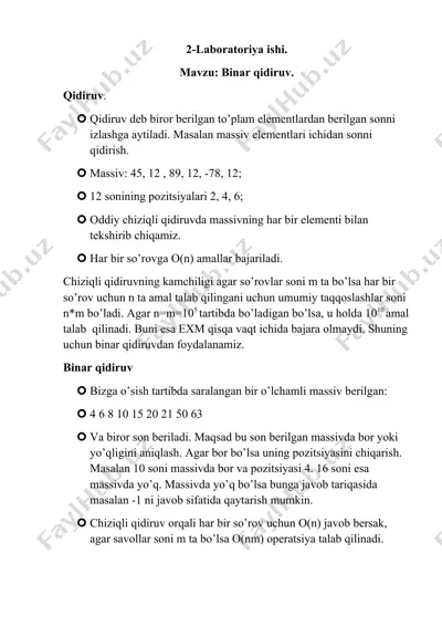 binar qidiruv — DOCX