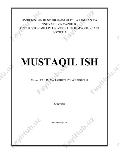 ta’lim va tarbiya psixologiyasi — DOCX
