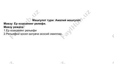 ер юзасининг релефи — PPTX