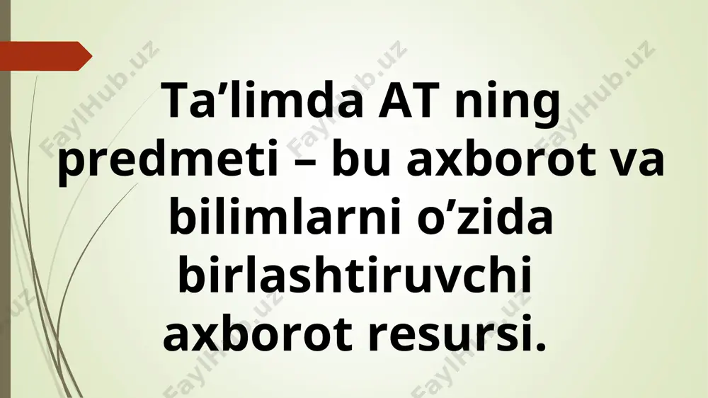 masalan litr, metr, kilometr, kilogramm, volt, amper, kubometr va boshqalar. xuddi sho’nga o’xshash axborotning ham o’lchovi mavjud. ikkilik sanoқ tizimida axborotning eng kichik birligi bit hisoblanadi, bir bit bu bitta “1” yoki bitta “0”. bunda signalning mavjudligi “1” bilan yoki yo’qligi “0” bilan ifodalanadi. bitlarning butun deb qaraladigan tutash ketma-ketligi bayt deb ataladi. bayt 8 bitga teng deb qabul qilingan. shuningdek katta hajmdagi ma’lumotlar sig’imini o’lchash uchun kilobayt (kb), megabayt (mb), gigabayt (gb), terrabayt (tb) va x.k.o’lchamlar mavjud: 1 kb =1024 bayt, 1 mb=1024 kbayt, 1 gb =1024 mbayt, 1 tb =1024 gbayt. shuning bilan axborotlar almashish jarayonida ikki xil amal bajariladi: kodlash va dekodlash. kodlash – axborotlarni boshlang’ich shaklidan ularni saqlash, uzatish va qayta ishlash uchun qulay shakliga o’tkazish jarayonidir. dekodlash – kodlashning teskarisi, axborotlarni boshlag’ich shakliga o’kazish jarayoni. axborotning jamiyatda va kundalik xayotimizda tutgan o’rni. jamiyatni axbortlashtirish: mehnat, ilmiy tadqiqot, loyiha, ishlab chiqarish jarayonlarini avtomatlashtirish, aholiga xizmat ko’rsatishni …