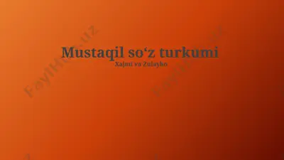 mustaqil soʻz turkumi — PPTX