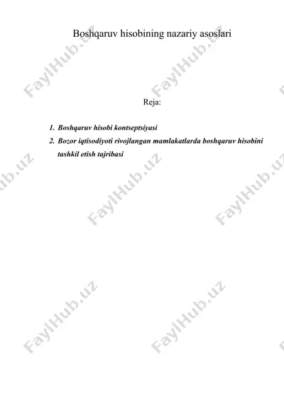 boshqaruv hisobining nazariy asoslari — DOC