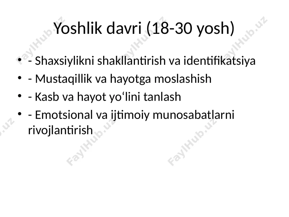 ari - ijtimoiy faol bo‘lish - yangi qiziqishlar va mashg‘ulotlar topish - sog‘lom turmush tarziga rioya qilish - o‘qish va o‘zini rivojlantirish xulosa - yoshlik, yetuklik va keksalik inson hayotining muhim bosqichlari - har bir davr o‘ziga xos psixologik xususiyatlarga ega - hayot sifatini oshirish va moslashuv strategiyalarini qo‘llash muhim
