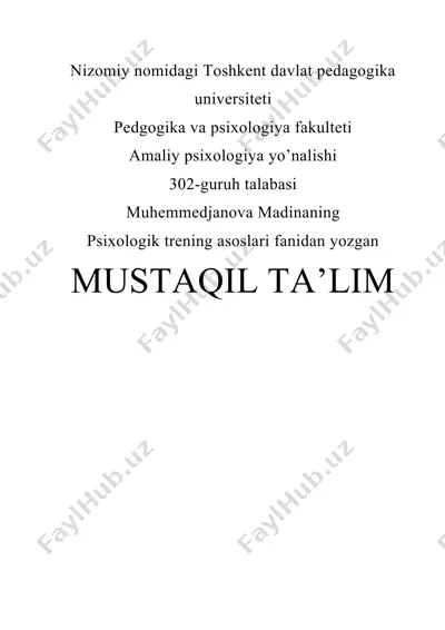 psixologik trening asoslari — DOCX