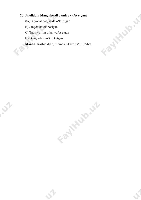 xorazmshohlar davlatining siyosiy tarixi boyicha test - Page 5
