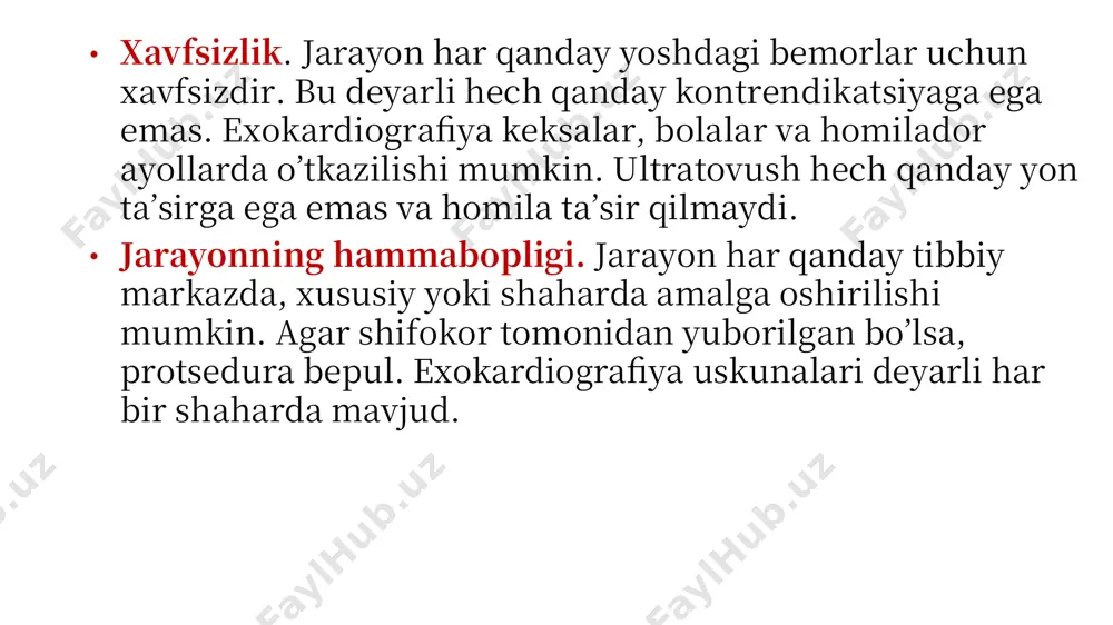 rini tekshirish uchun ishlatilishi mumkin sinoatrial (sa) tugun yurak bo'ylab harakatlanadigan elektr impulsini boshlaydi. elektrodlar tananing ma'lum nuqtalariga joylashtiriladi. har bir a'zoga bitta elektrod qo'yiladi (lekin ko'pincha elka va son sohalariga joylashtiriladi) boshqa elektrodlar quyidagicha joylashtiriladi: • v1- 4-qovurg‘alararo bo‘shliq, to‘sh suyagining r • v2- 4-qovurg‘alararo bo‘shliq, l to‘sh suyagi • v3-5-qovurg‘alararo bo‘shliq, yarmi v2 va v4 orasida. • v4- 5-qovurg'alararo bo'shliq, chap o'rta klavikulyar chiziq. • v5-5 qovurg'alararo bo'shliq, l oldingi qo'ltiq osti chizig'i. v6- 5-qovurg'alararo bo'shliq, l o'rta chiziq. elektr impulslari yurak mushaklarining qisqarishiga olib keladi. impulslar to'lqinlar shaklida ko'rinadi va har bir to'lqin yurakning har bir qismi qisqarishi bilan bog'lanishi mumkin.