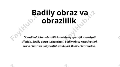 badiiy obraz va obrazlilik — PPTX