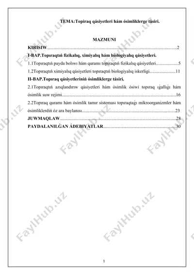 topiraq qásiyetleri hám ósimliklerge tásiri — DOCX