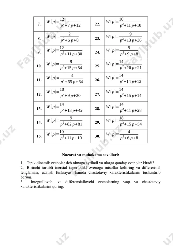 elementar zvenolar va ularning vaqt xarakteristikalari - Page 5