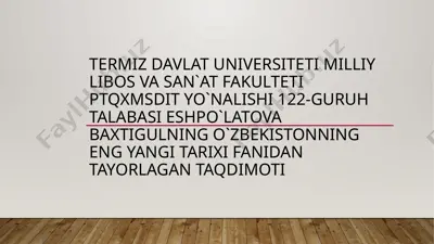 mustaqil o`zbekiston respublikasining tashkil topishi va ahamiyati — PPTX