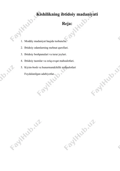 kishilikning ibtidoiy madaniyati — DOC