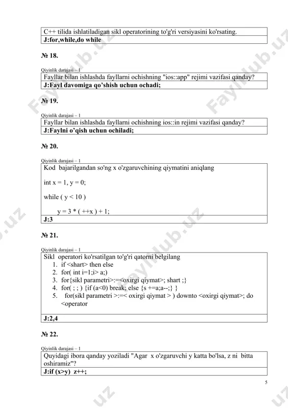 programlash c++ test savollari - Page 5