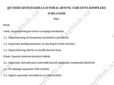 quyosh sistemasi va sayyoralar — PPTX