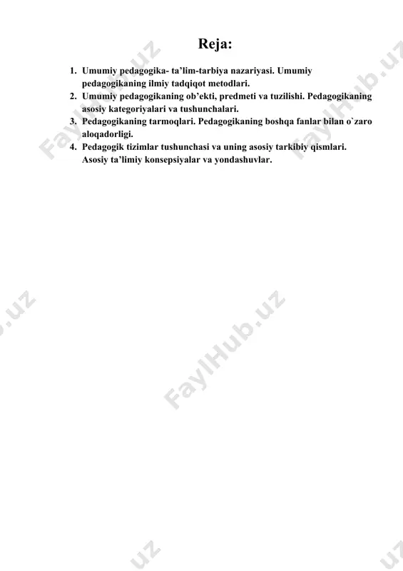 rining belgilanishida ijtimoiy munosabatlar mazmuni, davlat va jamiyat qurilishi, uning hayotida yetakchi o‘rin tutuvchi g’oyalar mohiyati muhim ahamiyatga ega. o‘zbekiston respublikasida demokratik, insonparvar hamda huquqiy jamiyatni barpo etish sharoitida mazkur fan yuksak ma’naviy va axloqiy talablarga javob beruvchi yuqori malakali kadrni tarbiyalash tizimini ishlab chiqish, milliy istiqlol g’oyasi asosida ta’lim va tarbiya nazariyasini ijodiy rivojlantirish vazifasini hal etadi. mazkur jarayonda quyidagi vazifalarni bajarishga e’tibor qaratiladi: 1. ma’naviy va axloqiy talablarga javob beruvchi yuqori malakali kadrni tarbiyalashga yo‘naltirilgan pedagogik jarayonning mohiyatini o‘rganish. 2. shaxsni har tomonlama kamol toptirish qonuniyatlarini aniqlash. 3. ijtimoiy taraqqiyot darajasidan kelib chiqqan holda, rivojlangan xorijiy mamlakatlar ta’lim tizimi tajribasini o‘rganish asosida uzluksiz ta’lim tizimini takomillashtirish. 4. ta’lim muassasalari hamda, ularda faoliyat olib borayotgan pedagoglar faoliyati mazmunini asoslash. 5. ilg’or pedagogik tajribalarni umumlashtirish va amaliyotga joriy etish. 6. pedagoglarni pedagogika nazariyasiga oid bilimlar hamda ta’lim-tarbiya usullari bilan qurollantirish. 7. ta’lim-tarbiya birligi hamda ijtimoiy tarbiya yo‘nalishlari o‘rtasidagi o‘zaro aloqadorlikni …