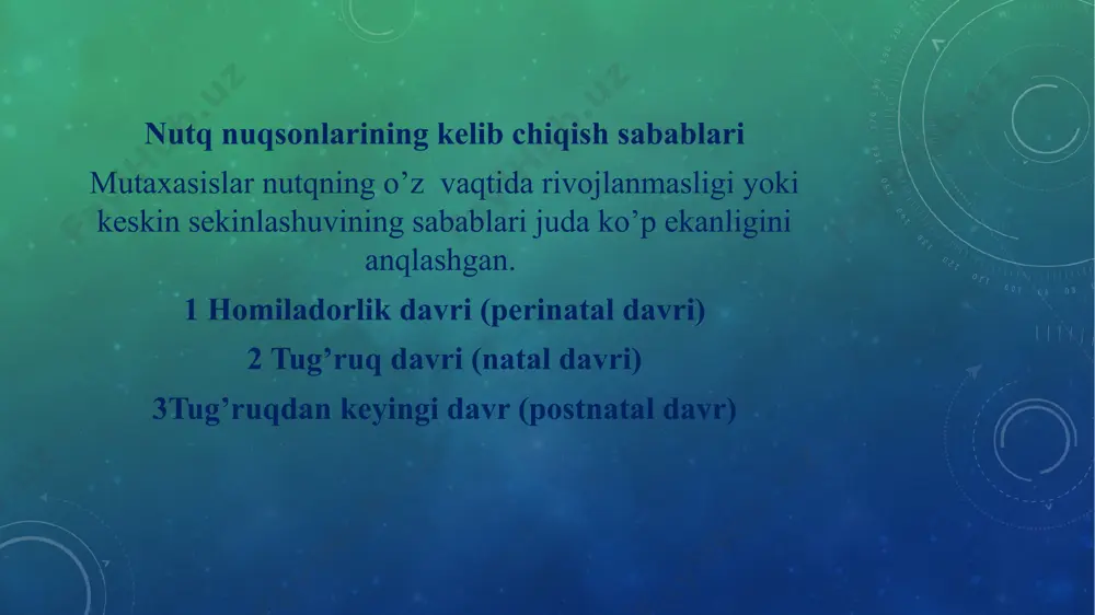 ngvodidaktik muammolari. j., «pedagogik ta’lim», 2002, №2. 3.қодирова ф.р. “лингводидактические основы обучения детей дошкольного возраста второму языку”. t., «fan» 2005. 4.л.с.выготский «мышление и речь» м.: лабиринт, 1996. 5.а.а. леонтьев «психология общения» м.: смысл,1997. 6.ушакова, о.с. методика развития речи детей дошкольного возраста [текст] / о.с.ушакова, е.м.струнина. — м.: владос, 2003. — 288 с. internet ma’lumotlari 1. www.pedagog.uz 2. www.ziyonet.uz e’tiboringiz uchun raxmat! image2.png image3.png image4.jpeg image5.jpeg image6.jpeg image7.jpeg image8.jpeg image9.jpeg image10.png image11.jpeg image12.jpeg image13.jpeg image14.jpeg image15.jpeg image16.jpeg image17.jpeg image18.png image19.jpeg image20.png