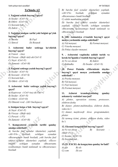 yan uchun test savollari — DOC