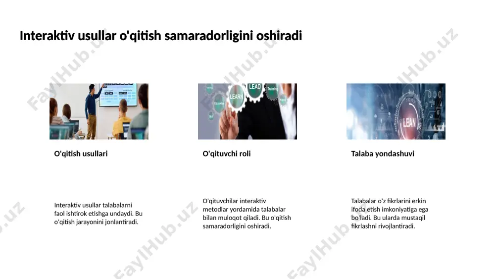 ladi. bu jarayonda interaktiv usullar, kommunikativ yondashuvlar va zamonaviy texnologiyalarni qo'llash o'quvchilarning tushunishini va faolligini oshirishga yordam beradi. shuningdek, metodikada o'quvchilarning individual xususiyatlarini hisobga olish muhimdir. 9 foydalanilgan adabiyotlar foydalanilgan adabiyotlar 1. abdullayev, i.. (2018). *til pedagogikasi va o‘qitish nazariyalari*. o‘zbekiston davlat pedagogika universiteti. 2. hakimov, k.. (2019). *til o‘qitish metodikasining nazariy asoslari*. toshkent tilshunoslik jamiyati. 3. karimov, z. r.. (2021). *tillarni o‘zlashtirish jarayoni va didaktik metodlar*. milliy universitet nashriyoti. 4. sobirova, m.. (2020). *o‘zbek tilini chet til sifatida o‘qitish*. til va adabiyot. 5. usmonov, t.. (2017). *innovatsion metodlar orqali tillarni o‘qitish*. xorijiy tillar va pedagogika. 6. xolto‘rayev, o.. (2022). *pedagogika va metodologiyaning zamonaviy yondashuvlari*. zamonaviy pedagogika jurnali. 10 image1.jpeg image2.jpeg image3.jpeg image4.jpeg image5.jpeg image6.jpeg image7.jpeg