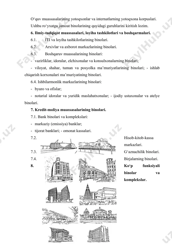 a olishi mumkin bo‘lgan miqdordan ko‘proq dominantalar yaratilishiga olib keladi. bu yerda shaharsozlik boshqaruvida ahamiyatli mavqega ega yirik investorlar va banklar tomonidan “dominanto-polislar” qurishga bo‘lgan talab va buyurtmalar hajmi kun sayin ortib borishi kuzatiladi. bu muammoning boshqa jihati sifatida shaharsozlik siyosatida ikki tomonlama yechimga ega funksiyalarning ajratilishini e’tirof etish mumkin. bu holatni hayotning real voqeliklarini iqtisodiy konsepsiyalar asosida ajratilishi va turmushning barcha sohalarini qamrab olgan mehnat taqsimotining iqtisodiy toifalanishi natijalari bilan izohlash mumkin. shaharsozlik nuqtai nazarida bu holat ikki tendensiya sifatida aks ettiriladi: · funksiya kooperatsiyasi va ixtisoslashuvi shaharning jamoat markazida joylashgan ko‘p qavatli kompleks bo‘lishini talab qiladi; · funksiyaning qismlarga ajratilishi shahar markazidan uzoqda joylashgan kam qavatli jamoat binolari qurilishi taqozo qiladi. biroq, funksional zonalash nazariyasi erkin va alohida turuvchi, keng hududlar bilan o‘ralgan va tegishli energiya yo‘qotishlari mavjud bo‘lgan binolar qurilishi g‘oyasini ilgari suradi. ushbu nazariyaning yaqqol va kundalik isboti sifatida tijorat zonalardagi avtoturargohlarni keltirish mumkin – bu …