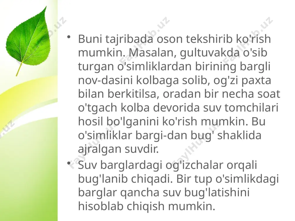 o'simliklarning suv bug'latishi. 6 - sinf - Page 4