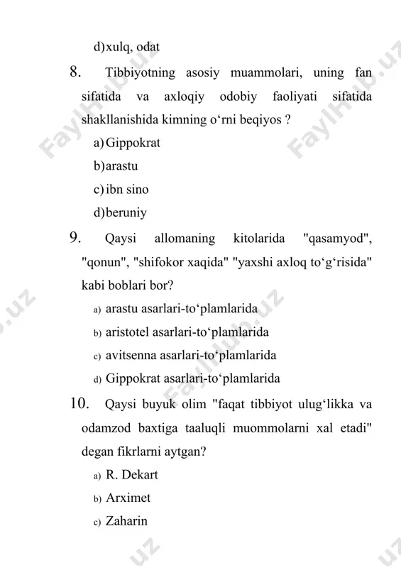 deontologiya va tibbiyot savollar javob mavjud emas - Page 3