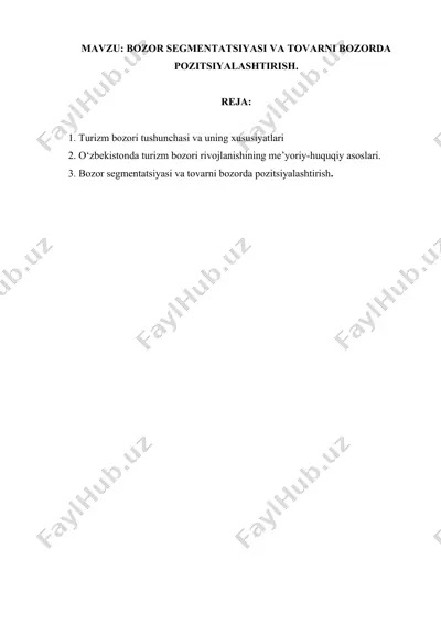 turizm xizmatlar bozori — DOCX