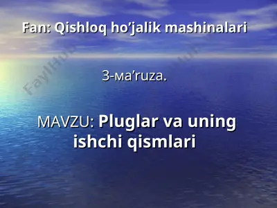 pluglar va uning ishchi qismlari — PPT