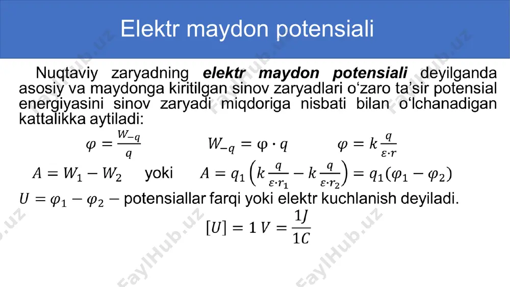 nuqtaviy zaryad maydonining potensiali - Page 3