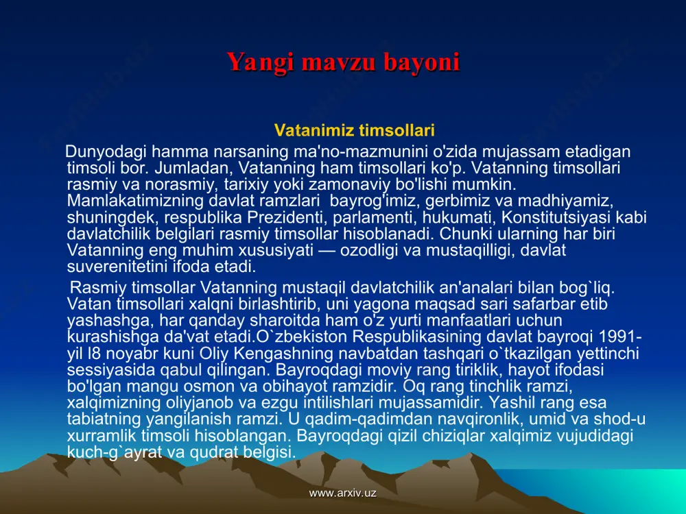 vatanimiz timsollari davlat ramzlari dars ishlanma - Page 4
