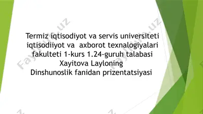 dinshunoslik fanidan prizentatsiya — PPTX